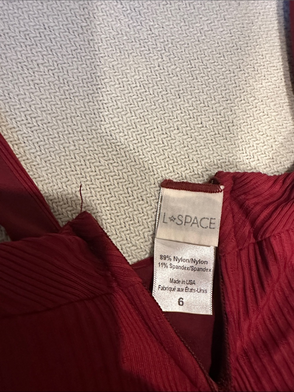 l*space Ribbed Deep Red One-Piece - Picture 4 of 4